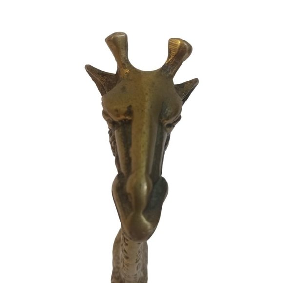 Brass Giraffe Statue Mid Century 12"Tall Polished Vintage Figurine Decorative - Picture 3 of 4